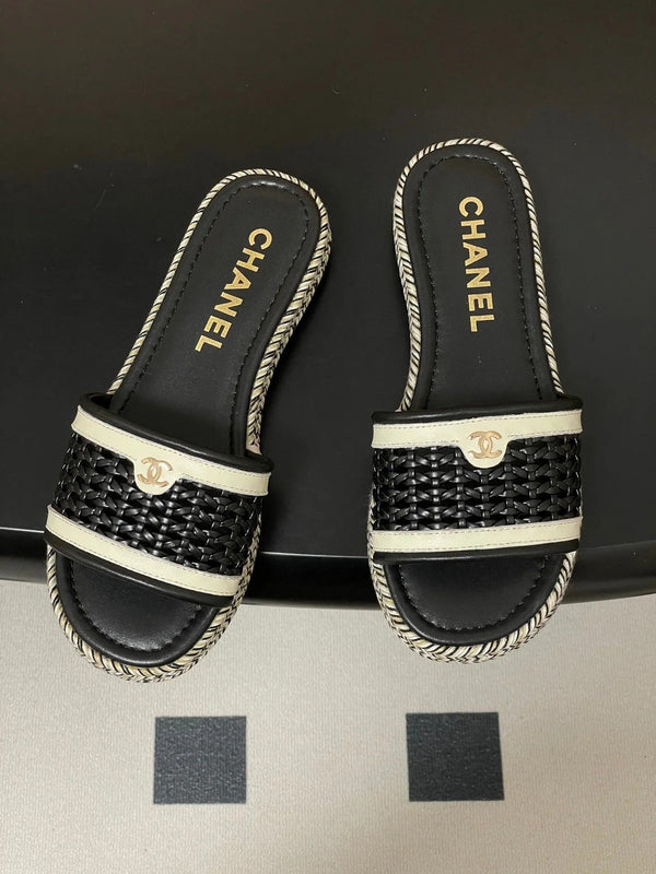 CC 26s Chaussons compensés Cuir de vachette noir 649461