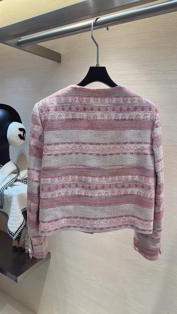 Veste Chanel 2026 en tweed rose et blanc
