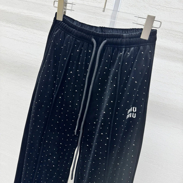 Miumiu 2026 Pantalon brodé de strass Soie Viscose 356809