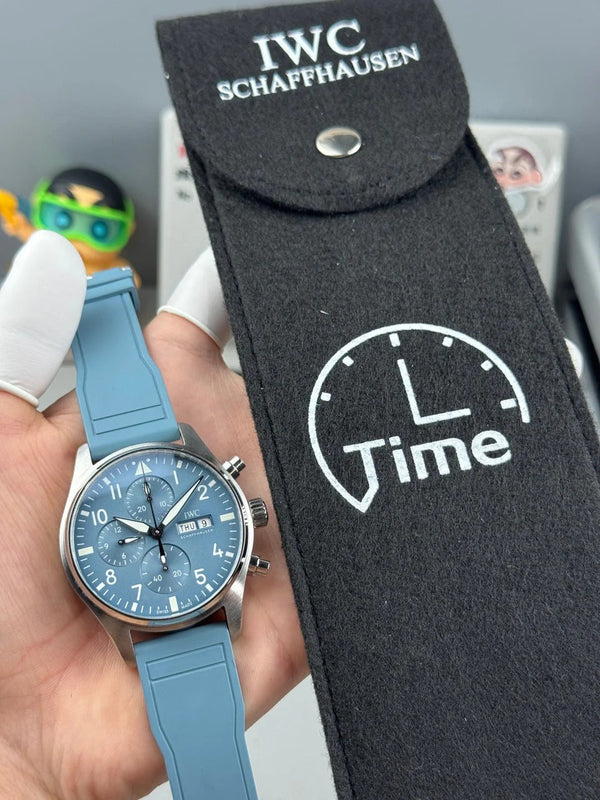 IWC Pilot's Chronograph 41mm Blue Dial Steel Case Rubber Strap
