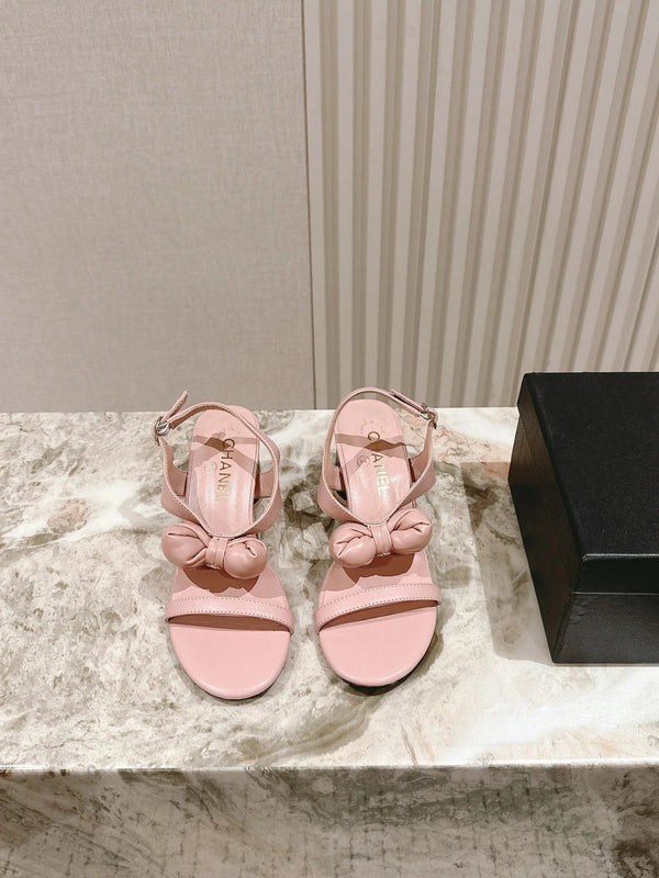 Sandales à nœud CC 26s 55 cuir de vachette rose 658466