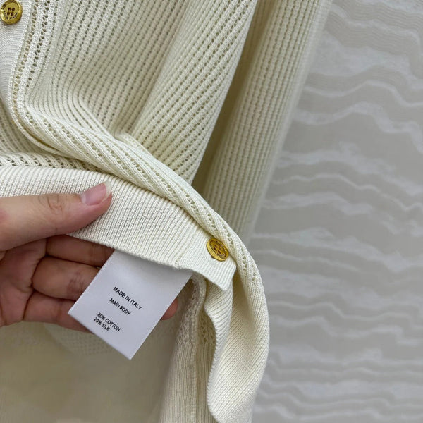 CARDIGAN IN MAGLIA CON SCOLLO A V LP CREMA