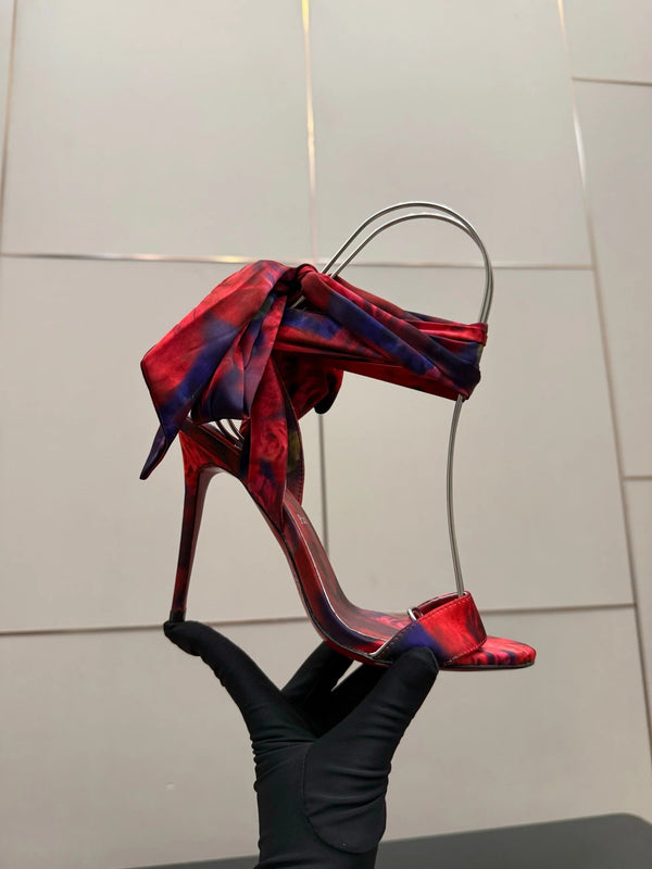 CL 2026 Heeled Sandals 100mm Printed Crepe Satin 791569