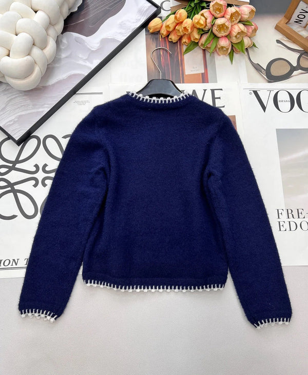 CC 26 Pull en maille bleu marine Laine Cachemire 785142