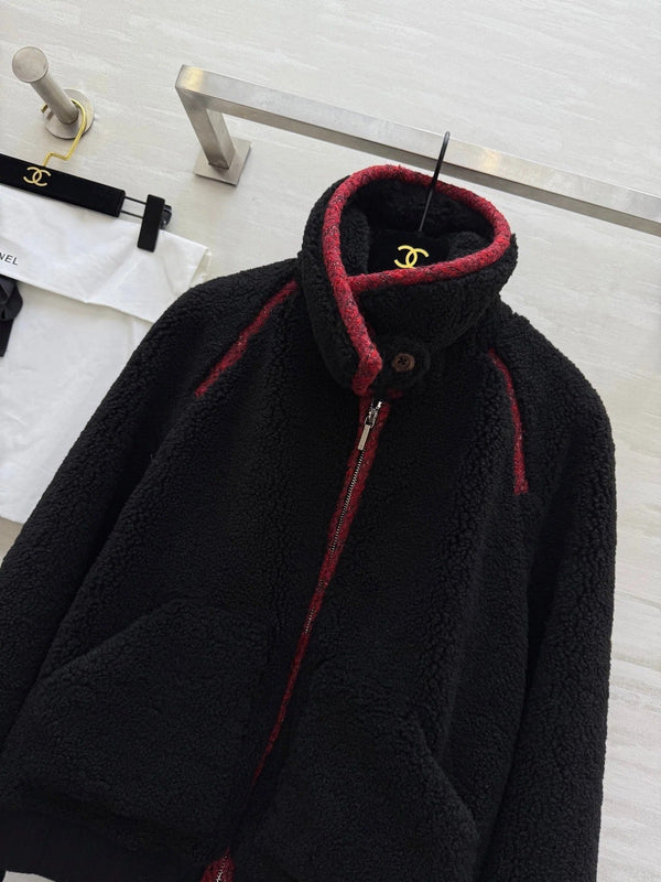 VESTE COL EN PEAU LAINEE CHANEL 25S 474