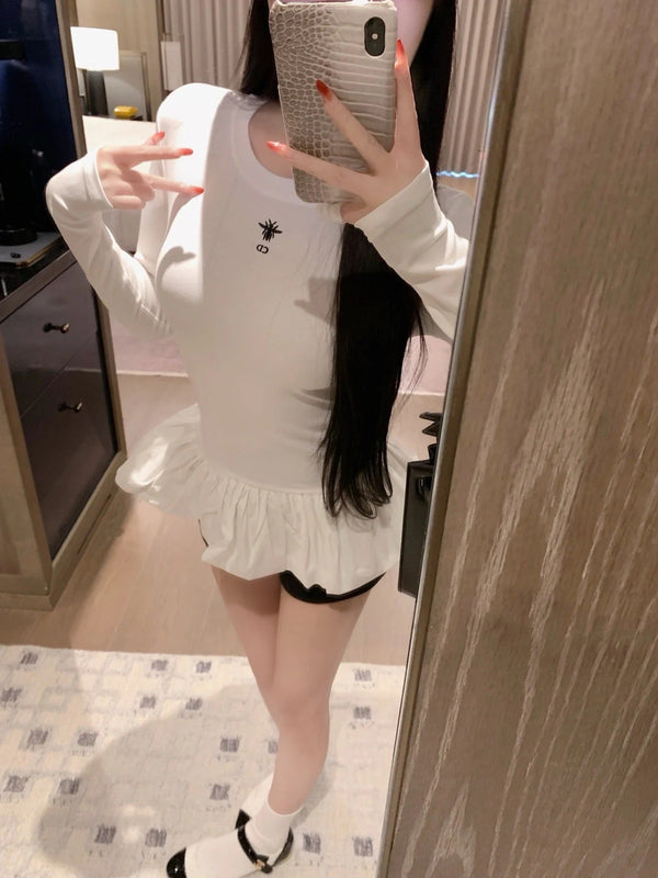 DIOR 25S LONG-SLEEVE PEPLUM T-SHIRT STYLE 185