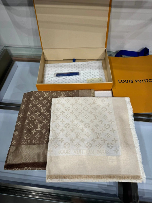 LV SCARF 140 CM IN WOOL MIX SILK 693014