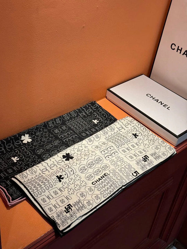 CHANEL 25S SCARF 110 IN CASHMERE SILK 738477