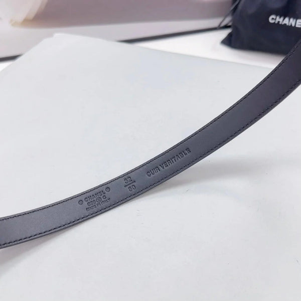CINTURA CC 20 MM IN VITELLO NERO FERRAMENTA ARGENTO