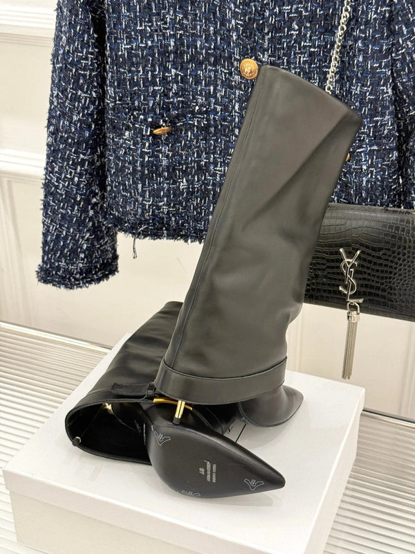 BALMAIN 25S ANTHEM BOOTS IN BLACK CALFSKIN