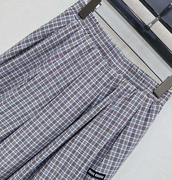 Miu 2026 Plaid Set Gray Cotton 410726