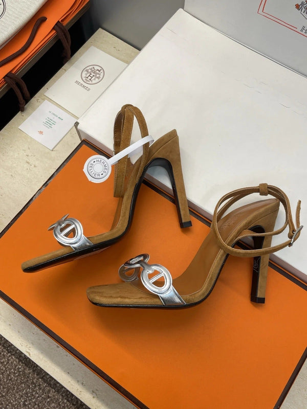 HM 26ss Pig-Nose Sandals 105 Tan Brown Suede Leather 607085