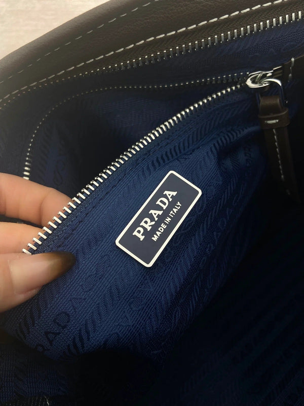 Prada 2026 Bonnie Bag 38cm Blue Brown Denim Leather 351797