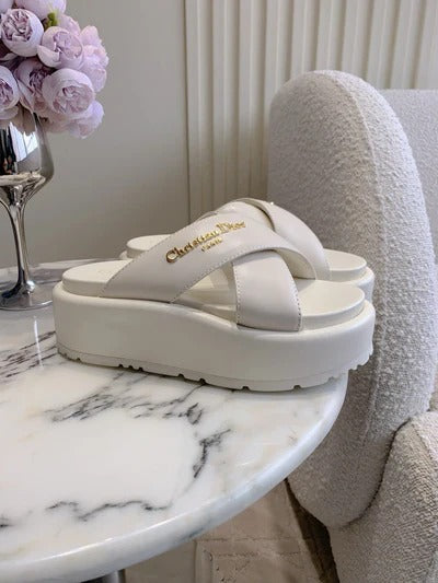 CD 26s Platform Sandals 65 White Lambskin 644288