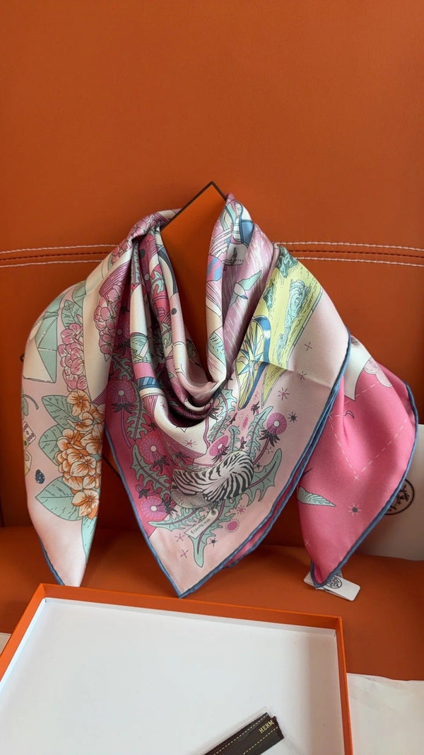HM 26s 90 Scarf Pink Colorful Mulberry Silk 153388