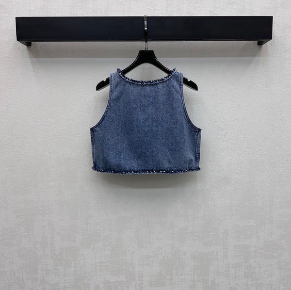 Chanel 2026 Gilet en jean Coton bleu 356145