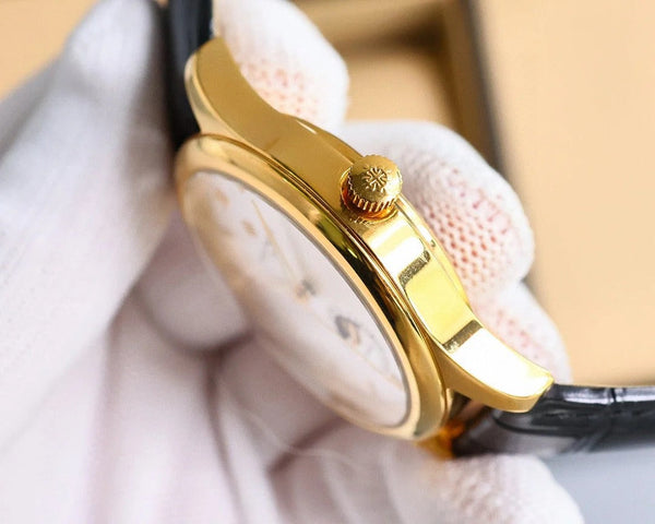 Patek Philippe Annual Calendar 40mm Gold Case Black Leather Strap