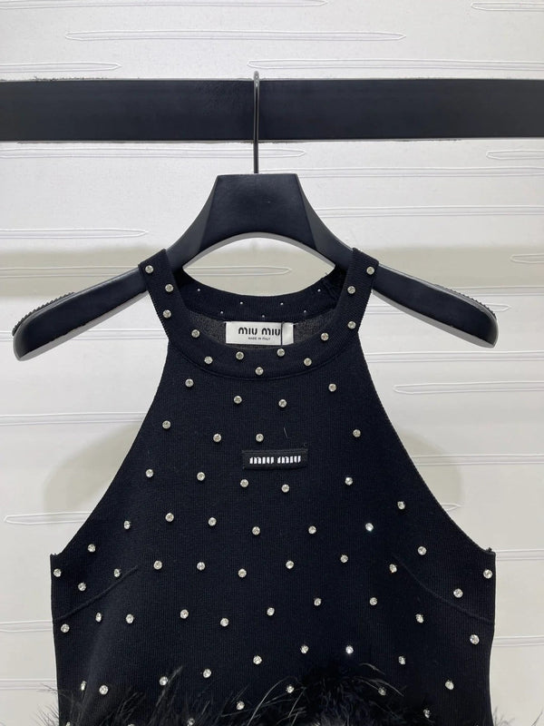 Miumiu 2026 Rhinestone Knit Vest Wool Cashmere 356496