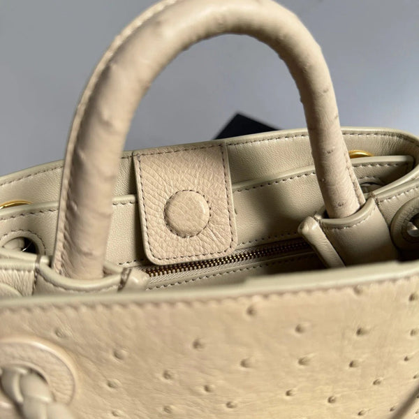 Bottega Veneta 2026 Andiamo Bag 20.5cm Light Butterscotch Ostrich Leather 137038