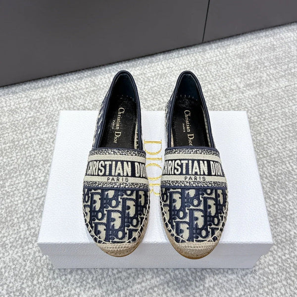 CD 26s Loafers Embroidery Navy Blue Canvas 653273