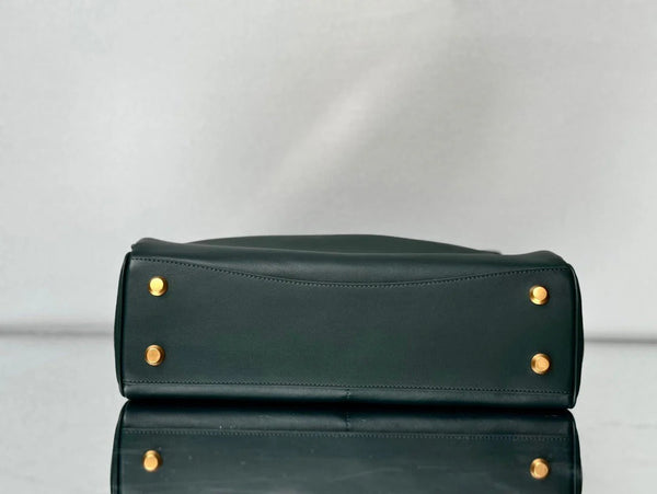 Sac Balenciaga Medium 35 Cuir de Veau Vert Foncé Métal Doré