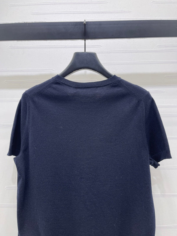 Dior 2026 Crew Neck Knit Short-Sleeve Shirt with Logo Wool