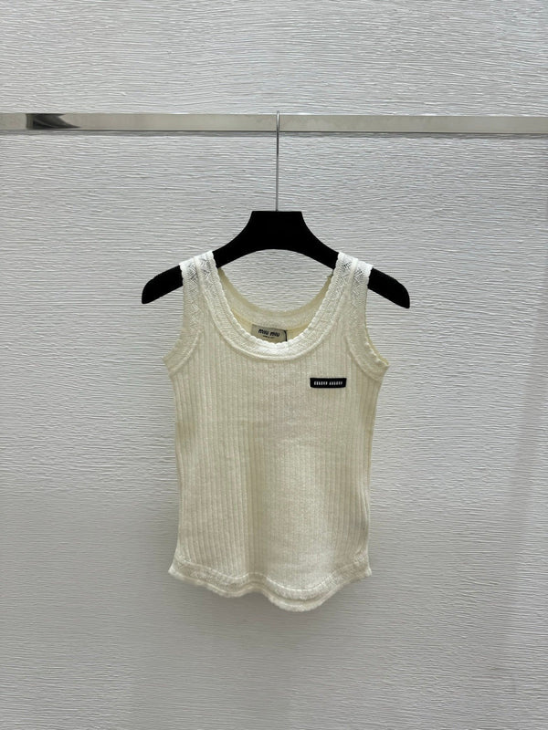 Miumiu 2026 Vest Black White Yellow Linen