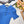 Miumiu 2026 Collared Logo Short-Sleeve Knit Top Blue Cotton