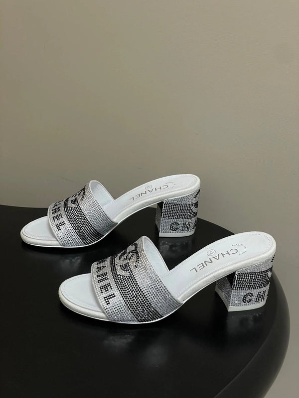CC 26s Sandales 70 Blanc Gris Peau de mouton Strass 649512