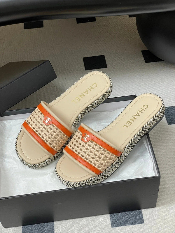 CC 26s Chaussons Plateforme Beige Clair Orange Peau de Vache 649456