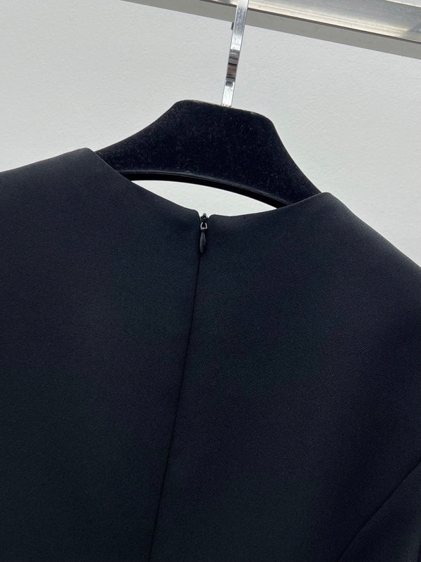CD 2026 Robe Ceinturée à Nœud Noir Polyester 445444