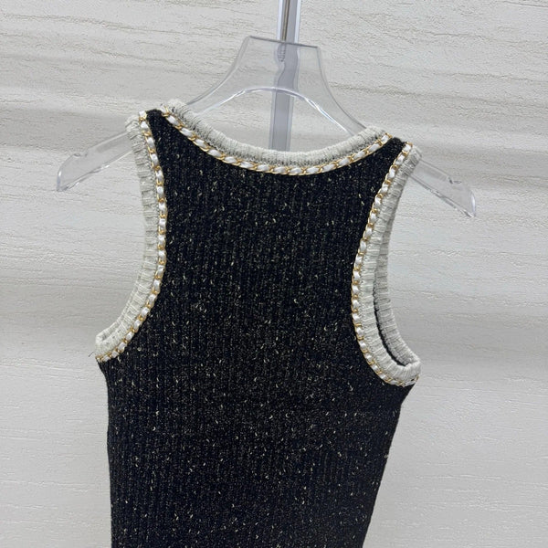 Chanel 2026 Haut Tricot Sans Manches Laine Cachemire Noir 356943