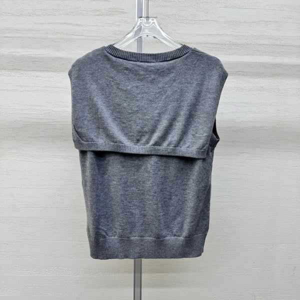 Miumiu 2026 Vest With Scarf Gray Blue Red Wool Cashmere 356954