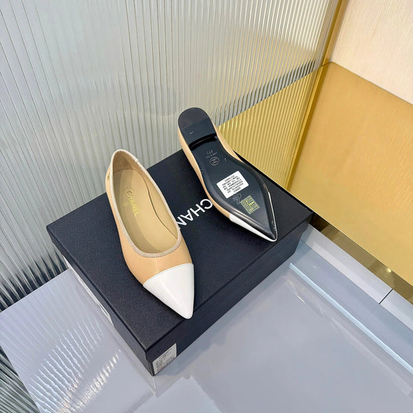 Chaussures plates CC 2026, agneau beige et blanc, 668125