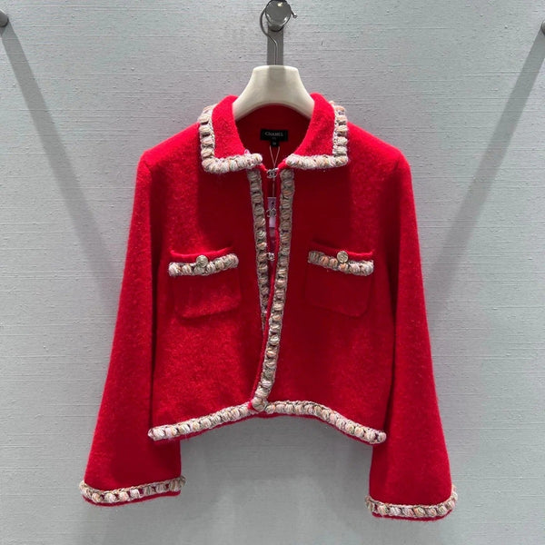 CC 26 Veste Courte Rouge Blanc Laine 340296