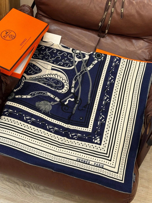 HERMES 25S SCARF 140 IN CASHMERE SILK 727315