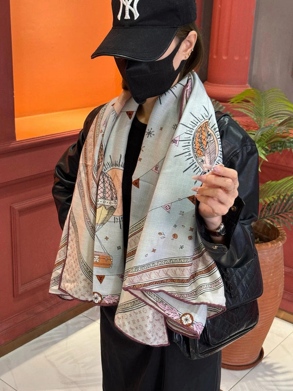 LV SCARF 140 CM IN SILK-CASHMERE BLEND 737276