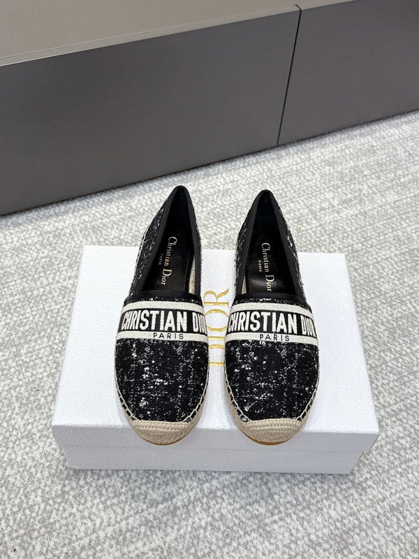 CD 26s Loafers Embroidery Black Canvas 653272