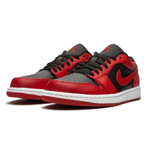 Nike Air Jordan 1 Low Bred Toe Red Black Leather
