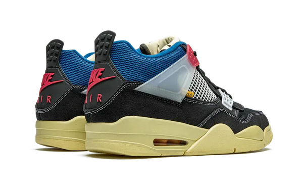 Nike Air Jordan 4 Retro Black Yellow Blue Mesh Suede