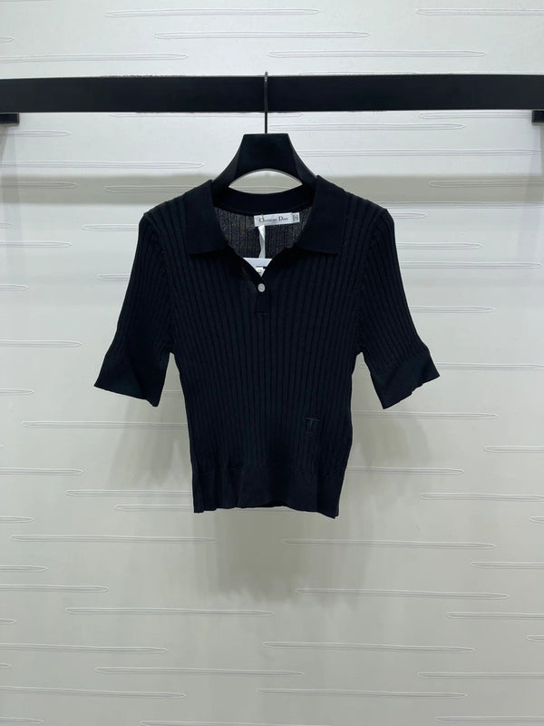 Dior 2026 Slim Fit Collared Knit Short-Sleeve Shirt Wool