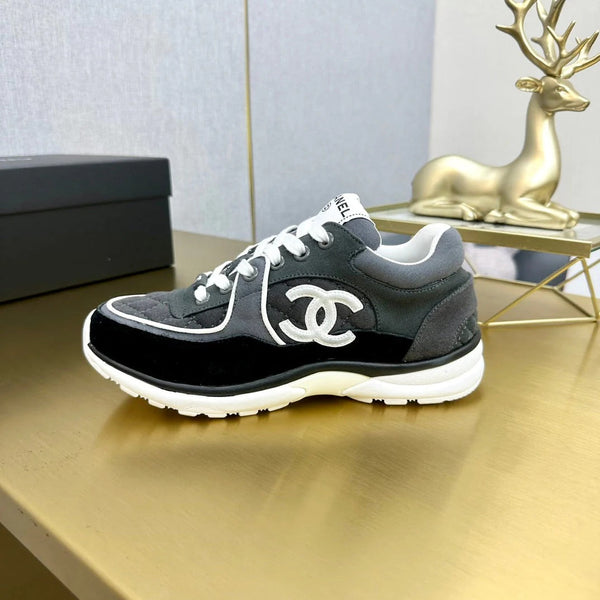 CC 2026 Casual Sneakers Black Gray Monogram Suede 668046