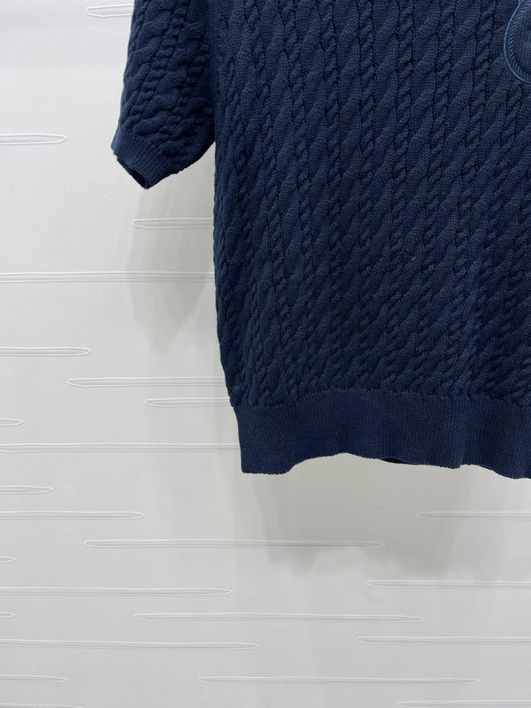 Dior 2026 Crew Neck Cable Knit Short-Sleeve T-Shirt Wool