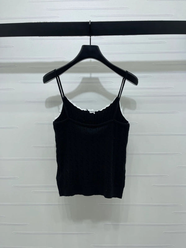 Miumiu 2026 Lace-Trimmed Knit Camisole Wool