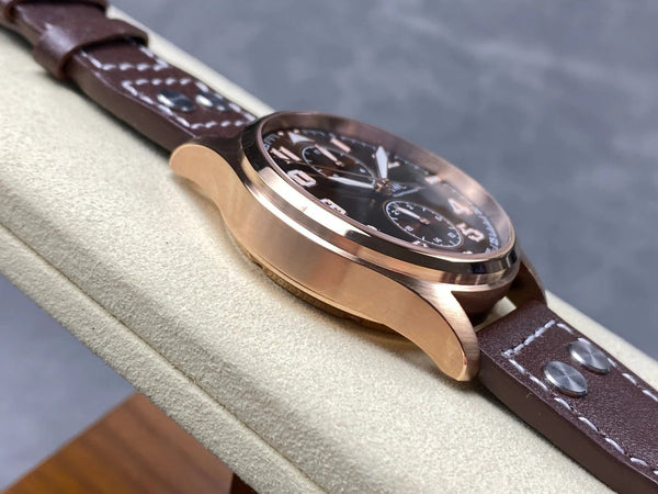 IWC Grande Montre d'Aviateur 46 mm Cadran Marron Boîtier Or Rose Bracelet Cuir