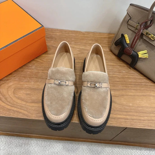 HM 26ss Loafers Dark Beige Wool Calfskin 638438