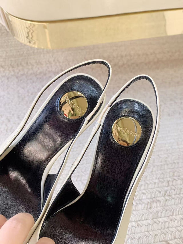 YSL 2026 Babylone Slingback Pump White Black Leather