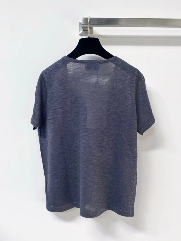 CC 2026 Navy Short-Sleeved Shirt Butterfly Graphic Wool 358851