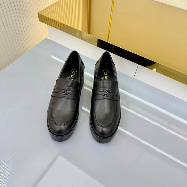 CC 2026 Chunky Heel Loafers 65 Black Calfskin 667753