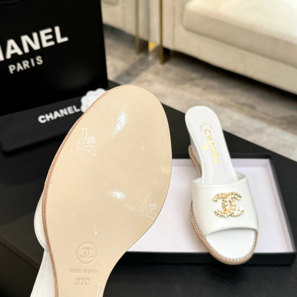 CC 2026 Wedge Sandals 65 White Lambskin 667771